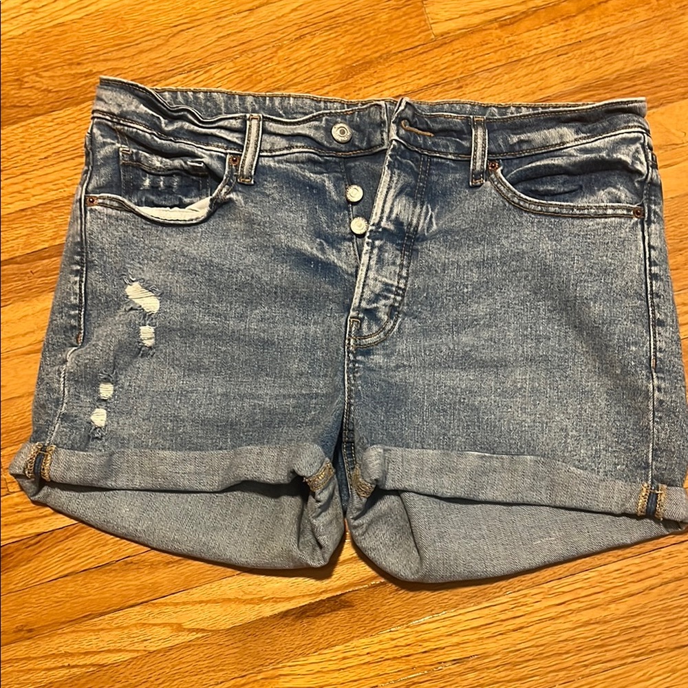 Old Navy Blue Distressed Jean Shorts
